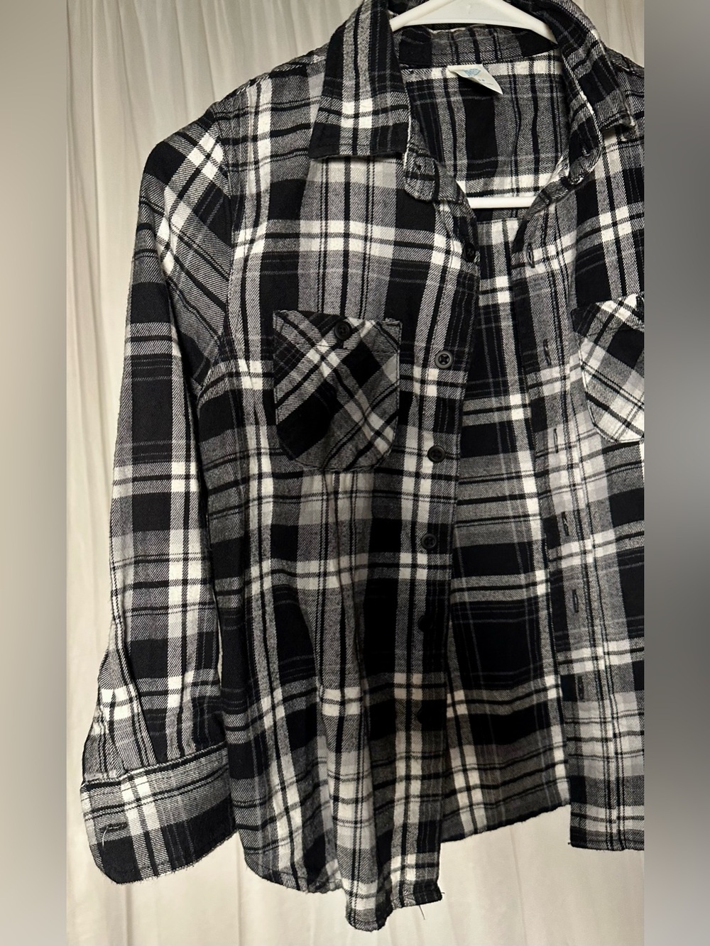 Kids Black & White Plaid Button-Down Shirt S(8)